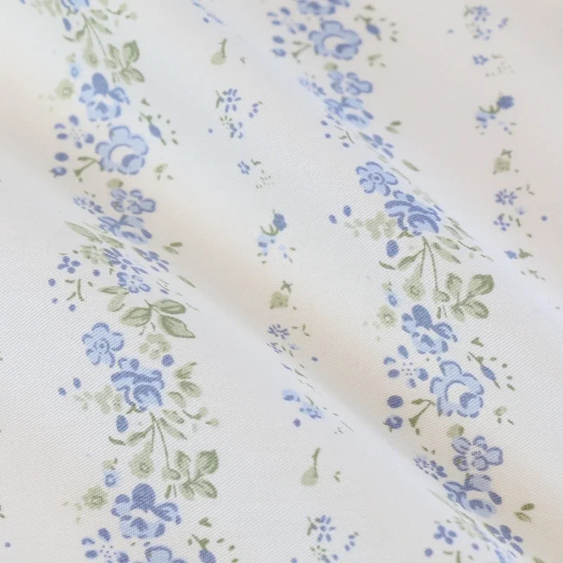 tissu coton imprimé floral bleu gris rose literie maison bricolage popeline sergé 235cm opaque