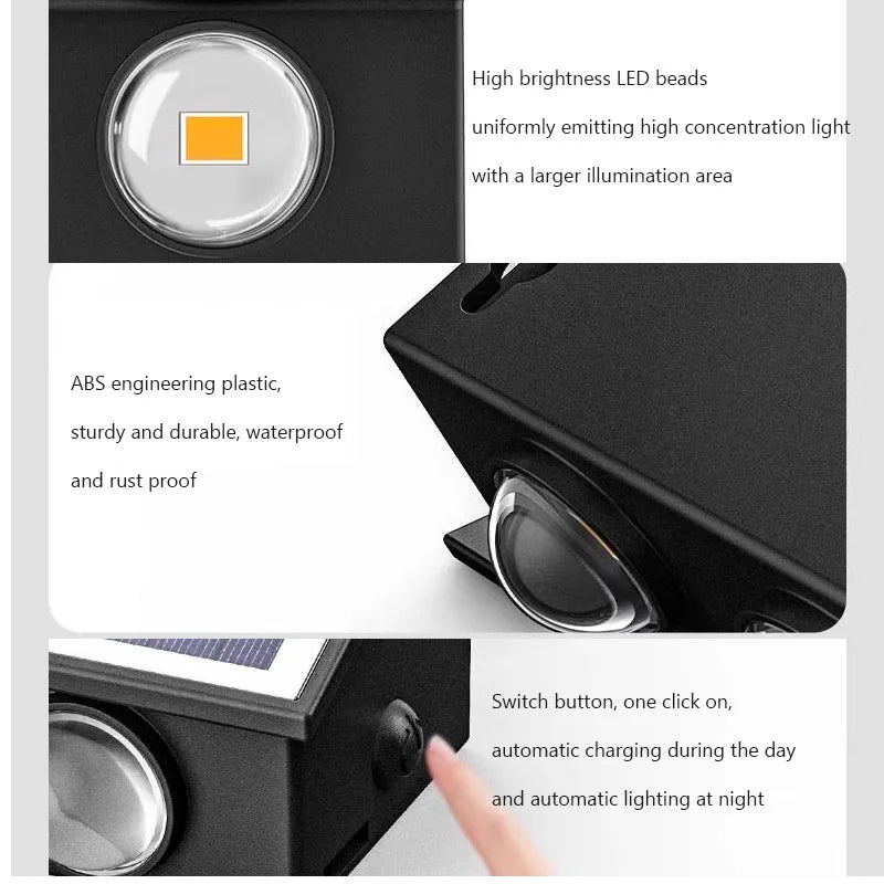 lampe murale solaire moderne led rgb jaune noir panneaux solaires texturés fixée mur