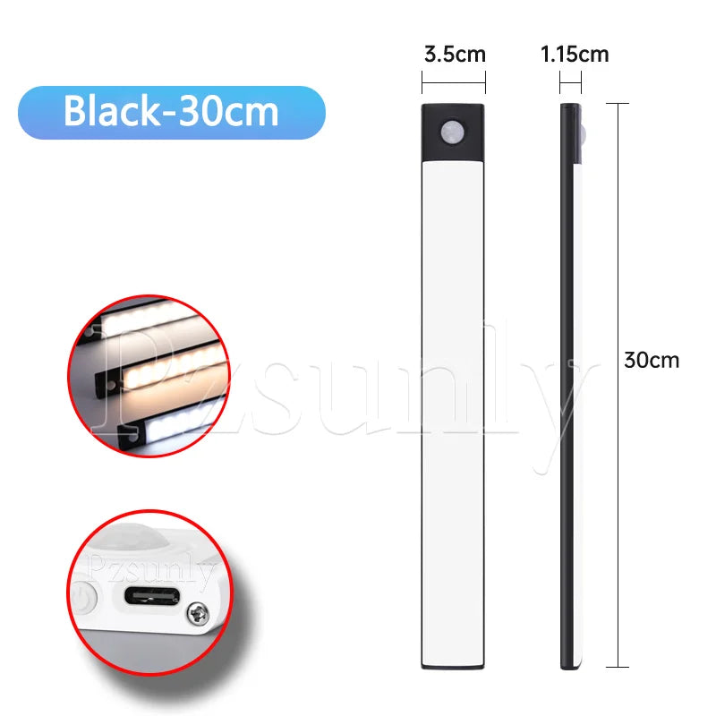 veilleuse led rechargeable usb capteur mouvement adhésive moderne 60cm 40cm 20cm blanc minimaliste