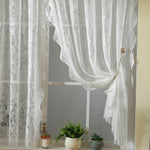rideau fenêtre dentelle florale transparent champêtre couleur blanche verte chambre salon
