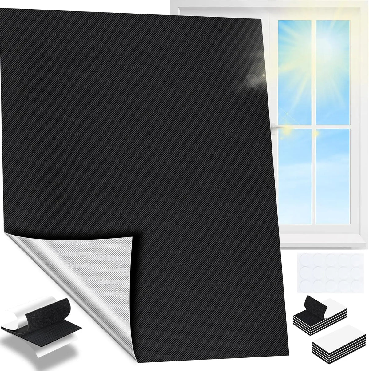 rideau occultant noir polyestère adhésif double face moderne opaque 100x150cm 100x200cm 100x300cm 100x400cm