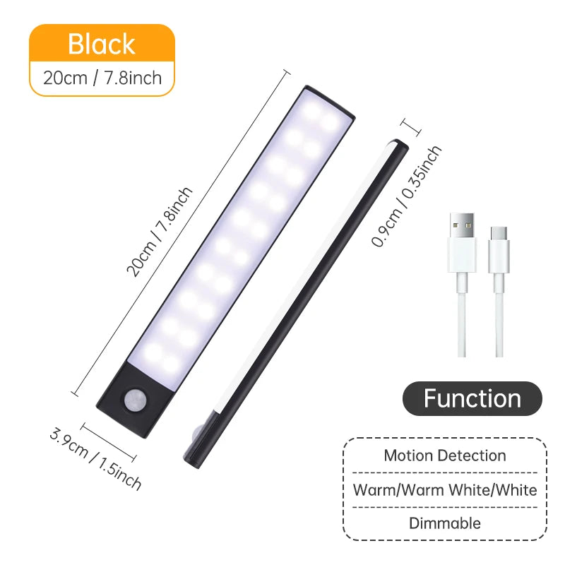 veilleuse led 10 20 30 40 60cm adhésive sans fil capteur mouvement blanc moderne