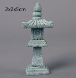décoration table zen pierre miniature lanterne japonaise arbre branches mousse rocher gris vert traditionnelle