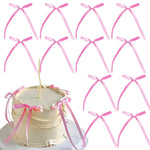 décorations gâteau forme ruban nœud noir rose rouge satin vintage élégant festif pic fixé
