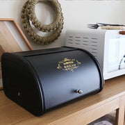 boîte rangement vintage noir pain aliments cosmétiques tasses poignée aération loquet cuisine