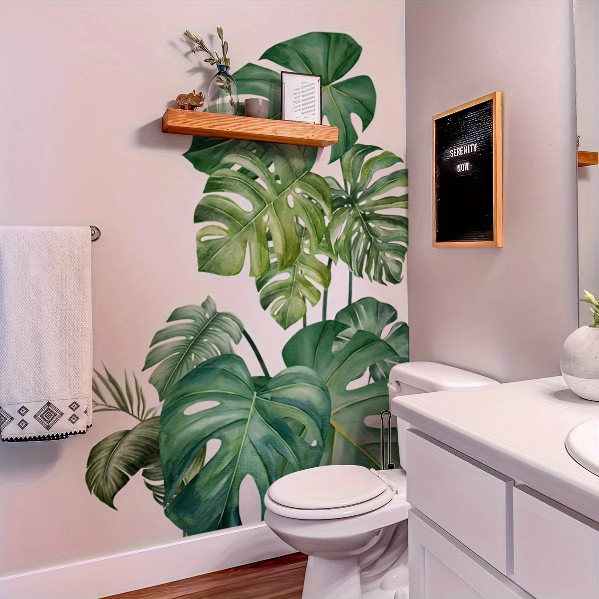 sticker mural moderne feuilles tropicales monstera brillantes facile appliquer pièces végétal adhésif maison