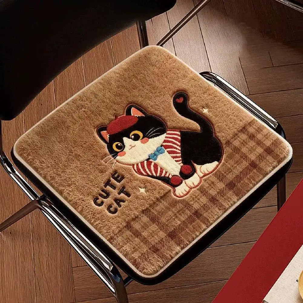 coussin carré doux cartoon chats chiens beige antidérapant fibre polyester lavable