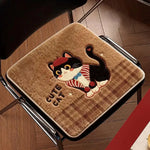 coussin carré doux cartoon chats chiens beige antidérapant fibre polyester lavable