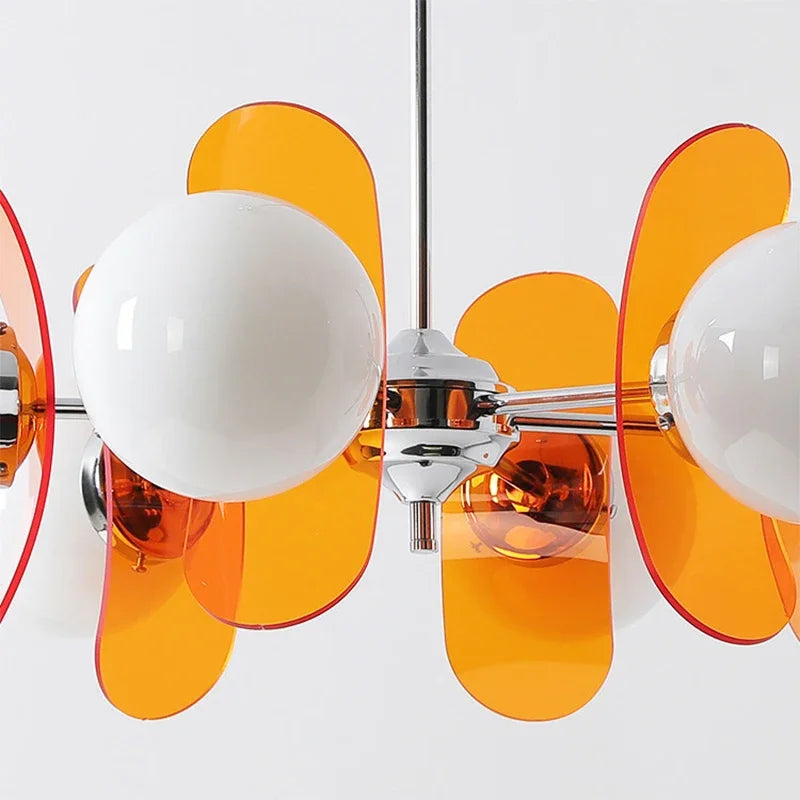 lampe suspendue moderne blanc orange marron plaques translucides métal chromé scandinave pince lampe