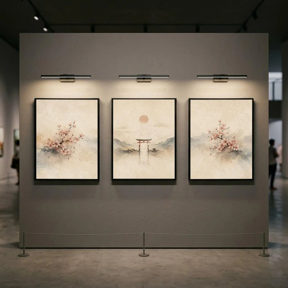 tableaux modernes impressions toile paysage oriental fleurs cerisier montagnes art contemporain aquarelle douce clips