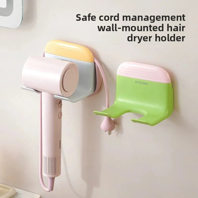 support mural aspirateur séchoir cheveux adhésif vert rose blanc moderne pratique