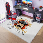 tapis sol moderne hexagones couleur noir bleu violet ludique chambre salon polyester