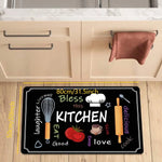 tapis cuisine imprimé moderne motifs kitchen noir blanc polyvinyle polyester durable
