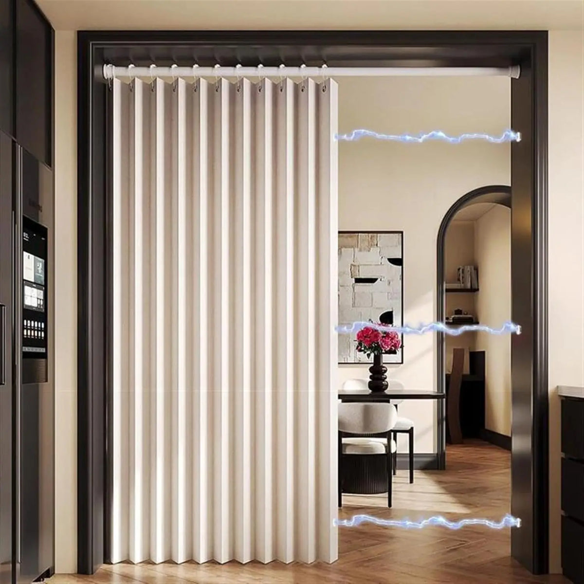 rideau plissé beige rayures verticales moderne opacité thermique.separator chambre salon