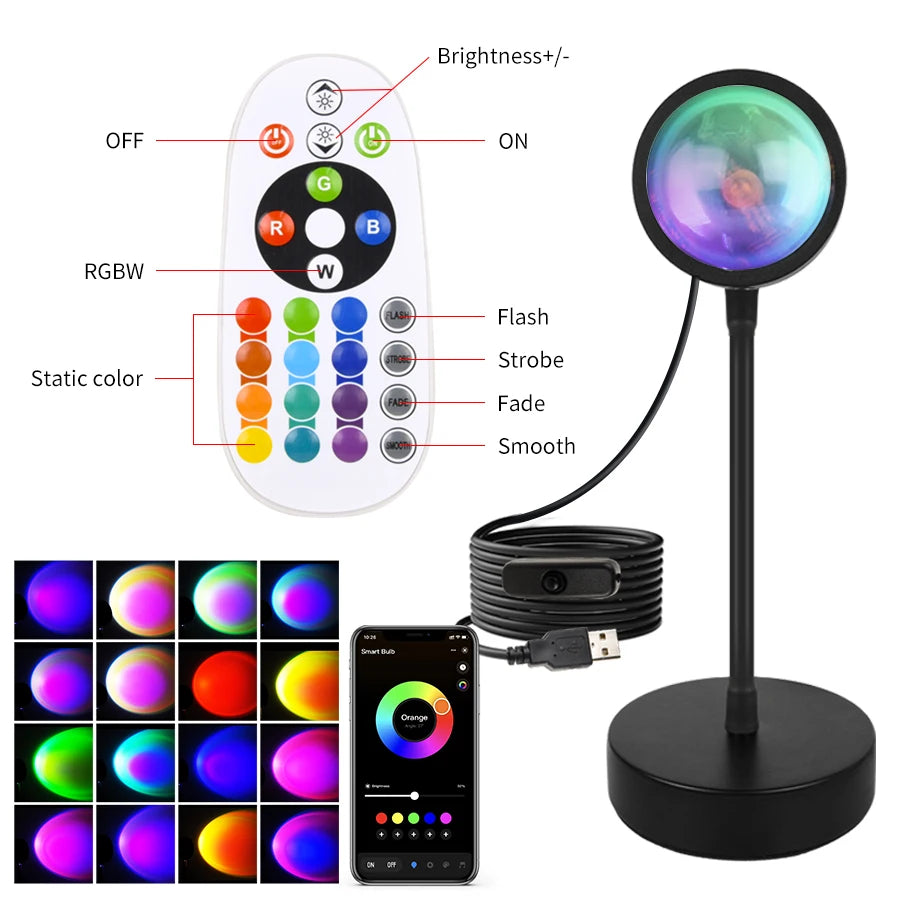 lampe led multicolore moderne télécommande usb app multiorange rouge verte bleue