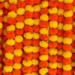 guirlande pompons orange jaune décoration intérieure maison festive halloween diwali pelucheuse ronde PVC