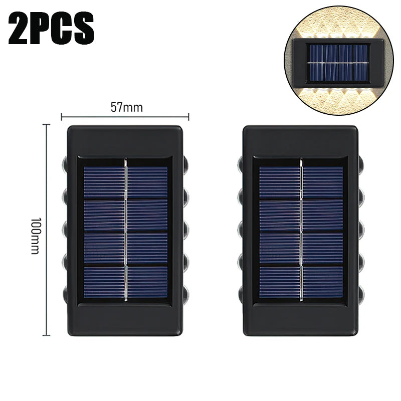 lampe murale solaire 10 led moderne panneau solaire extérieur jardin noir bleu minimaliste