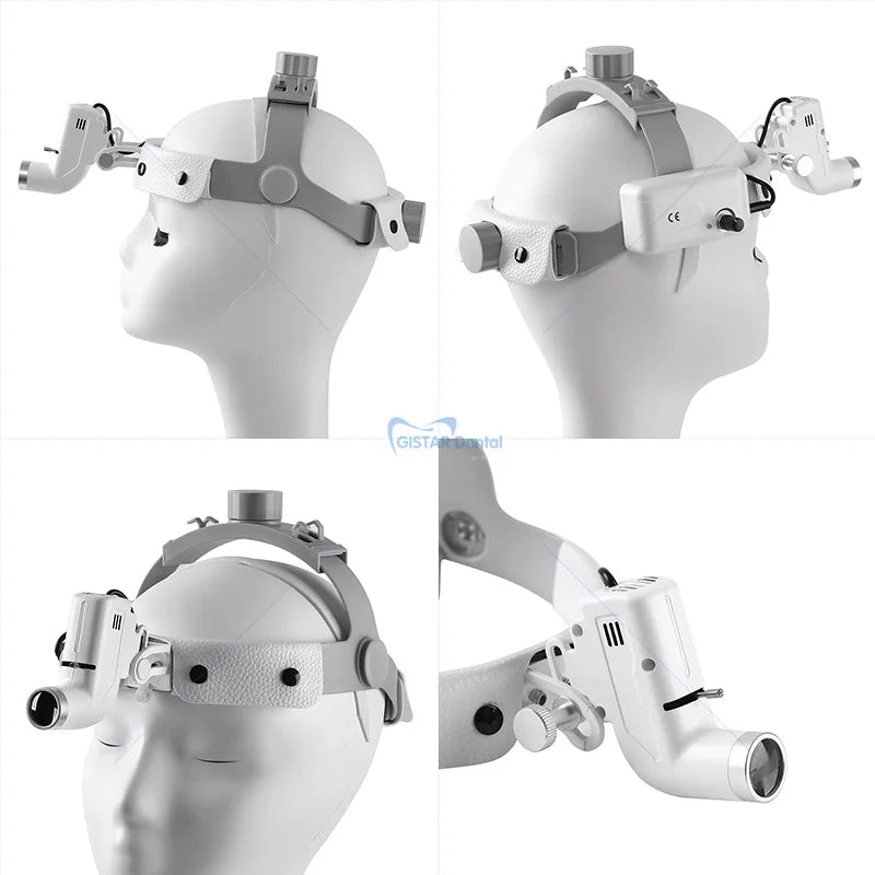 loupe tête lampe led réglable batterie lithium ceinture ajustable moderne opacité simili cuir blanc