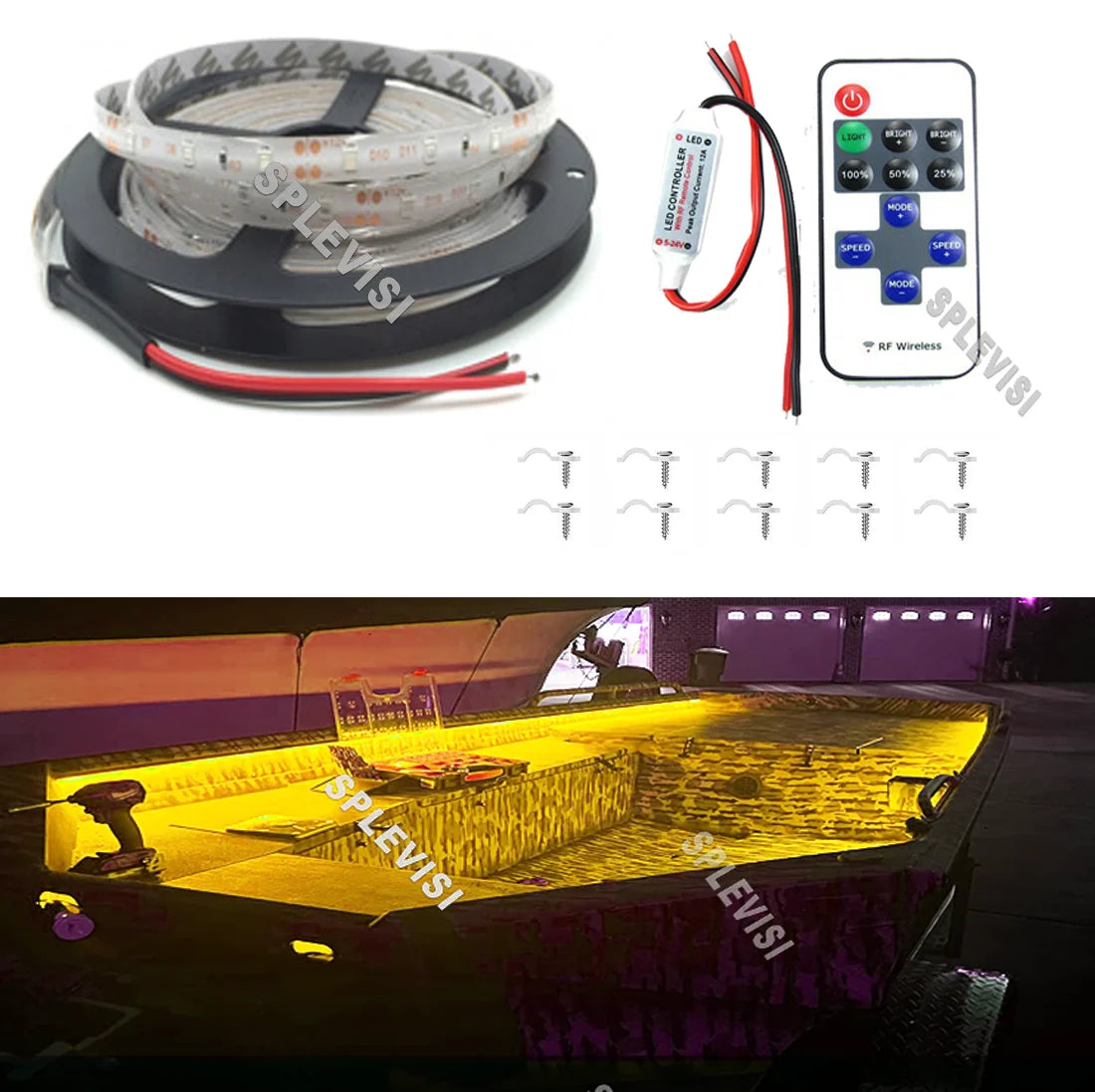 ruban led 5m blanc moderne étanche 12v télécommande clips vis