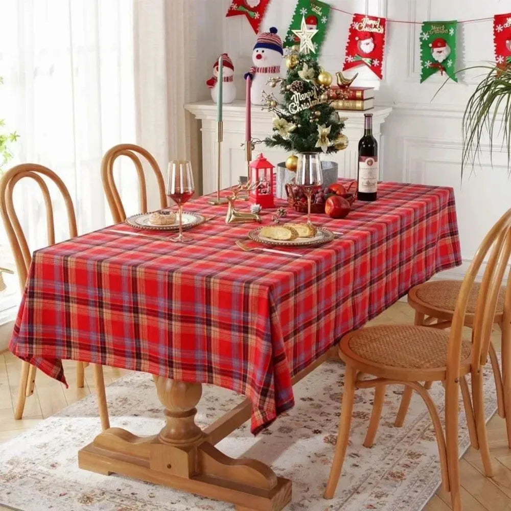 nappe table noël carreaux écossais imperméable réutilisable polyester facile entretenir rouge verte bleue