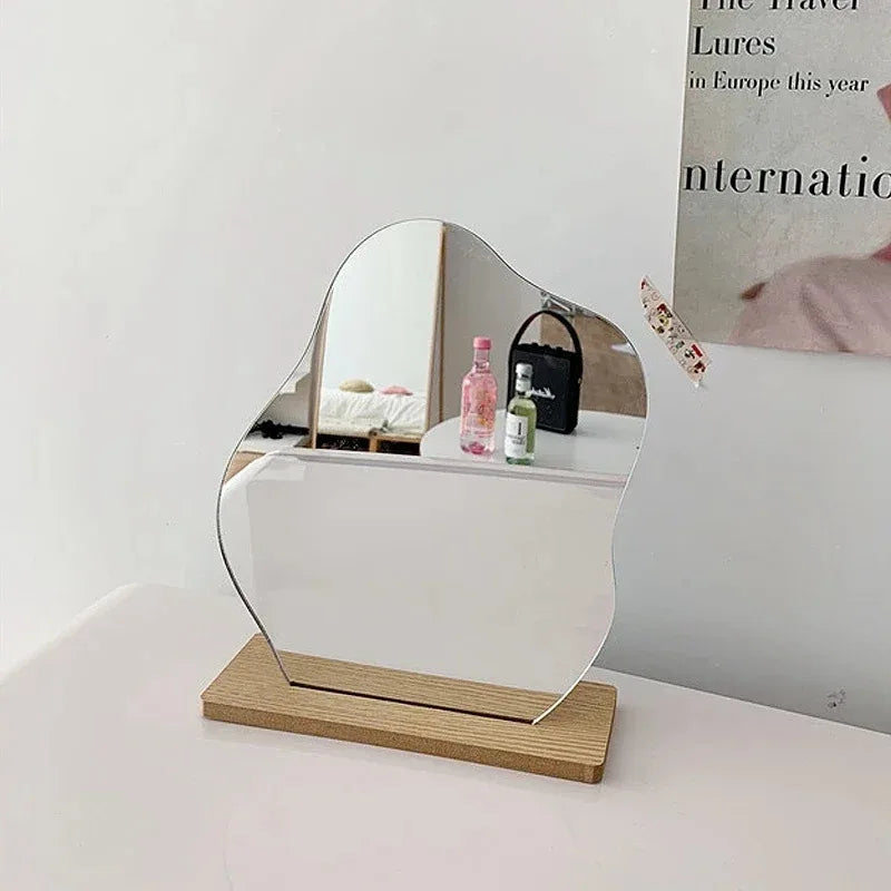 miroir transparent moderne support bois miroir maquillage chambre vanity deco beauté erotique