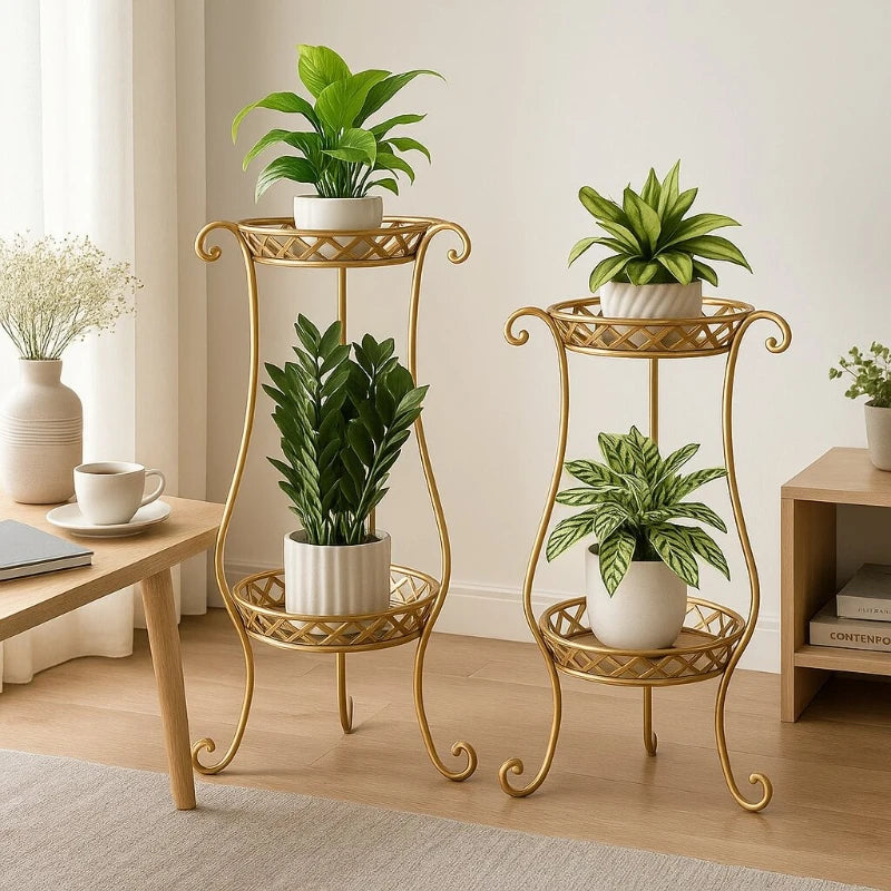 étagères métal or noir blanc plantes intérieur classique moderne autoinstallation multifonctionnels pots