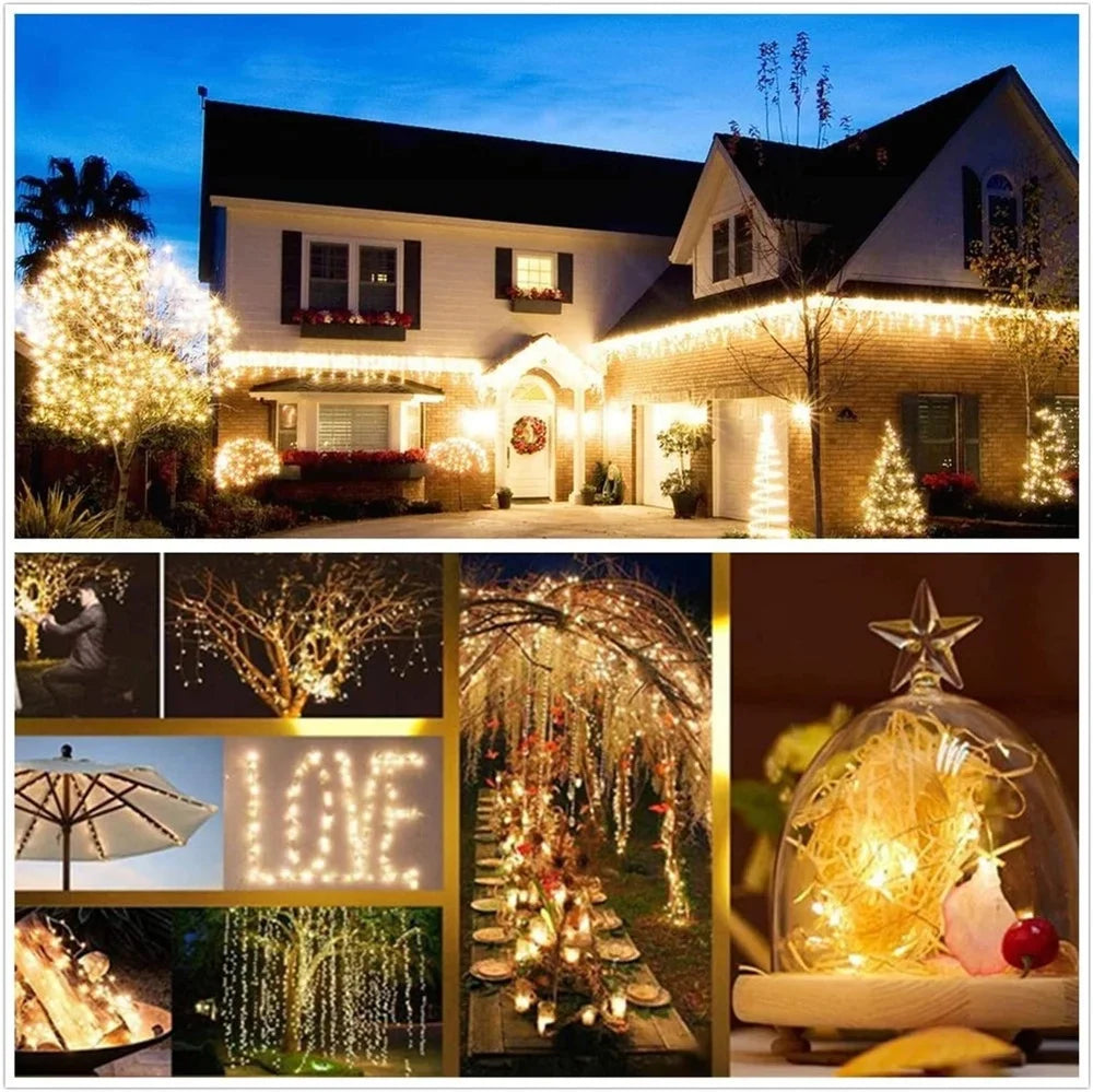 décoration extérieure solaire guirlande led fil cuivre mode nocturne fête vacancesextérieur moderne