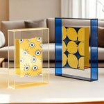cadres photo transparents modernes abstraits géométriques couleurs vives rouge vert jaune bleu orange rose