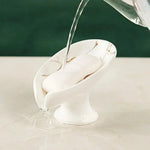 porte savon céramique imitation marbre feuille moderne blanc vert foncé drainage salle bain cuisine