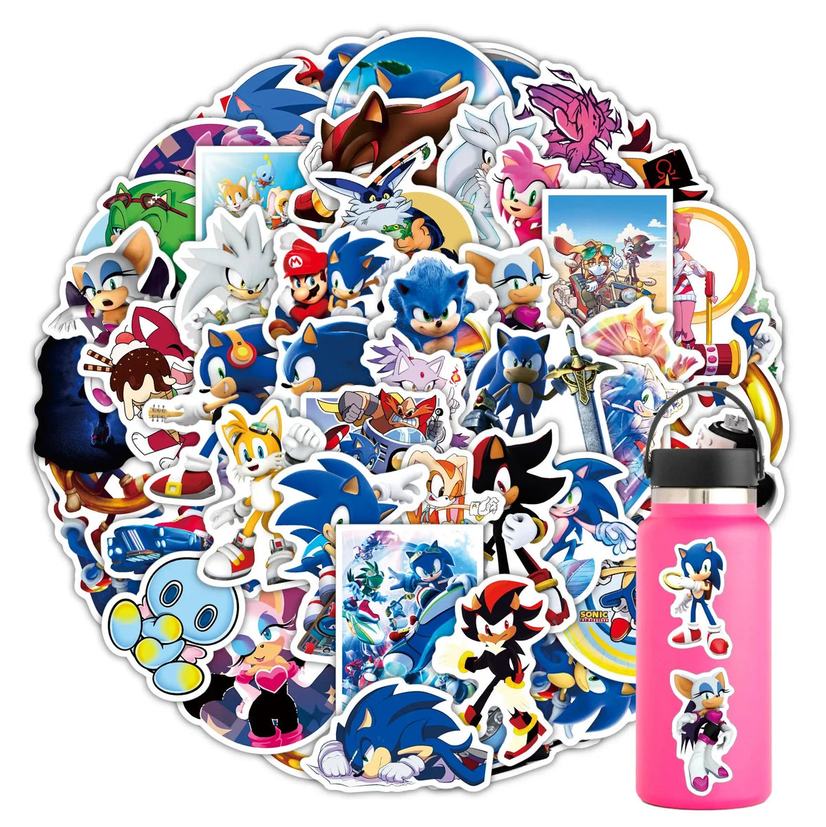 autocollant mural 3d sonic hérisson amis stickers deco chambre enfant pvc bleu