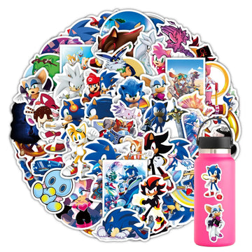 autocollant mural 3d sonic hérisson amis stickers deco chambre enfant pvc bleu