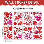 stickers muraux coeurs rouge blanc adhésifs décoration romantique fête saint valentin maison restaurant