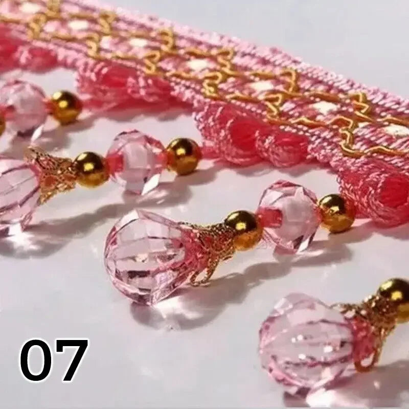 ruban décoratif brodé cristal rose marron violet vert jaune vêtement textile maison rideau