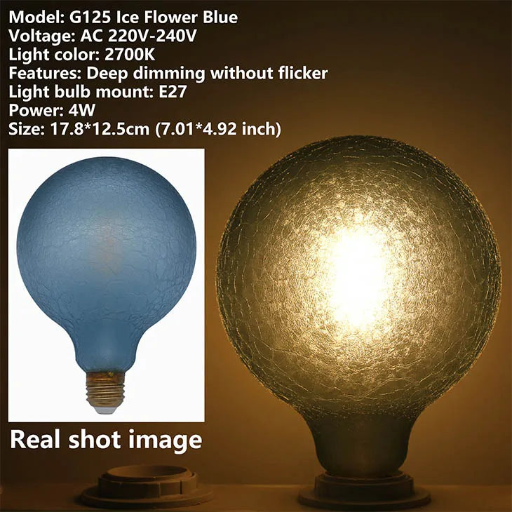 Décoration bleue moderne ampoule LED globe craquelée E27 220 240V 250 lumens