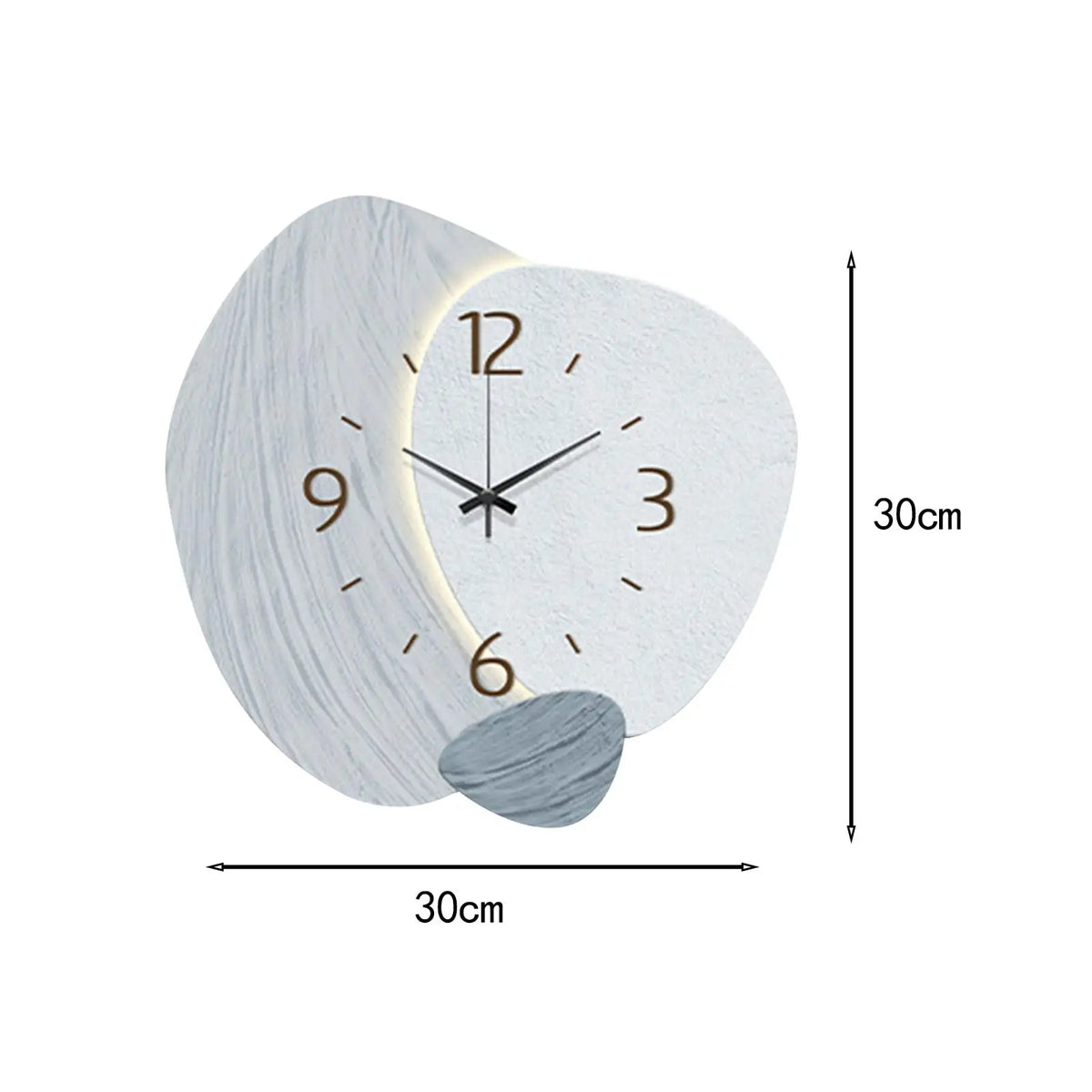 horloge murale moderne bois grainée 30cm 30cm salon chambre beige verte