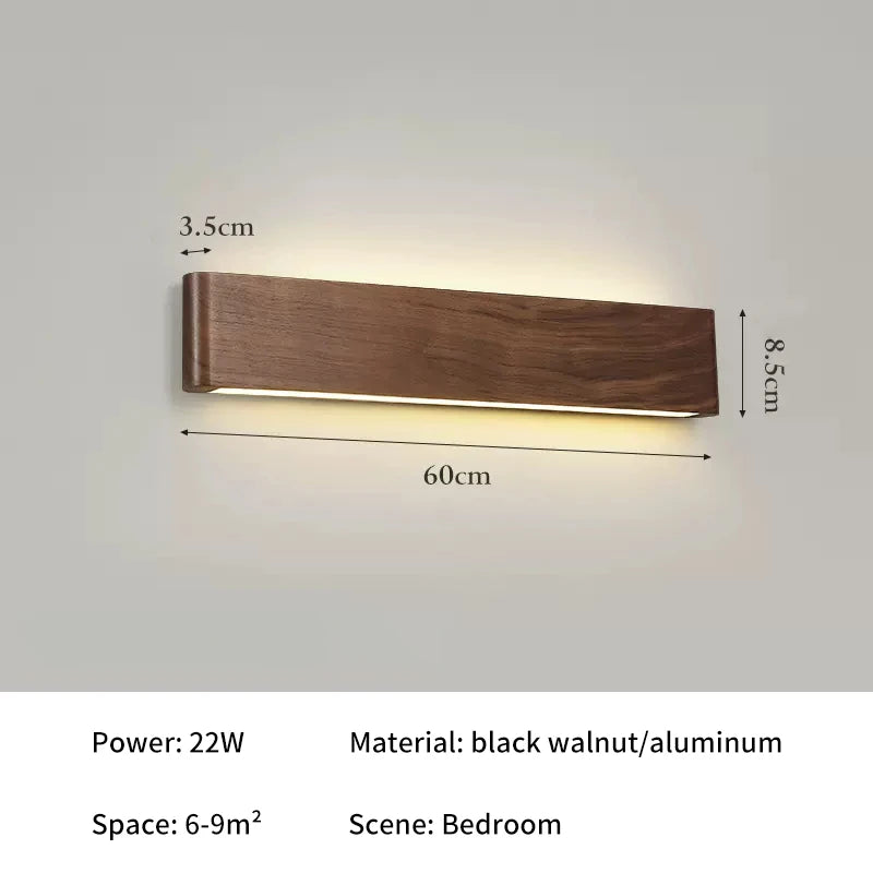 lampe murale moderne bois minimaliste marron foncé éclairage quotidien chambre salon entrée étude cuisine