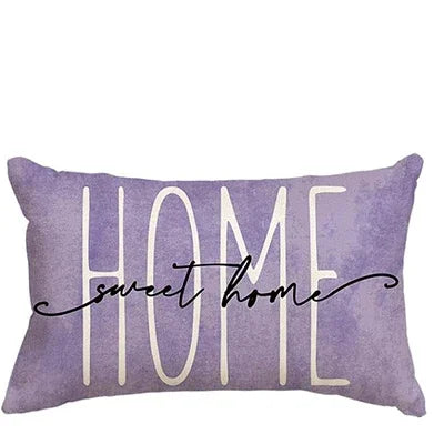 housse coussin motif floral lavande papillons violet beige rustique 30X50cm decoration autumn