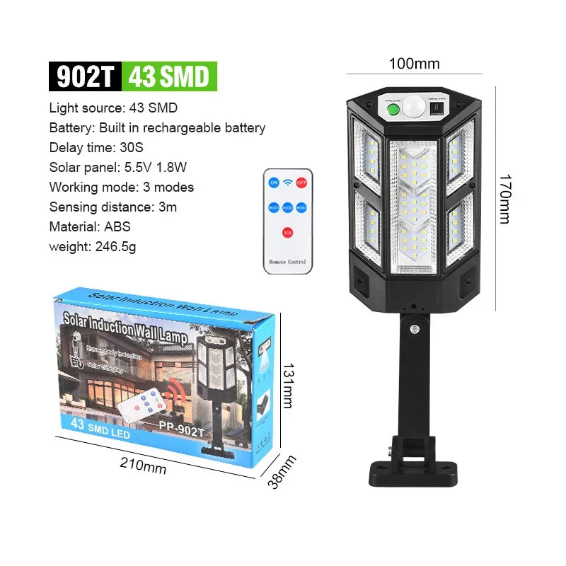 lampe solaire moderne ip65 led noir blanc télécommandeextérieur capteur mouvement autonomesolar powered jardin