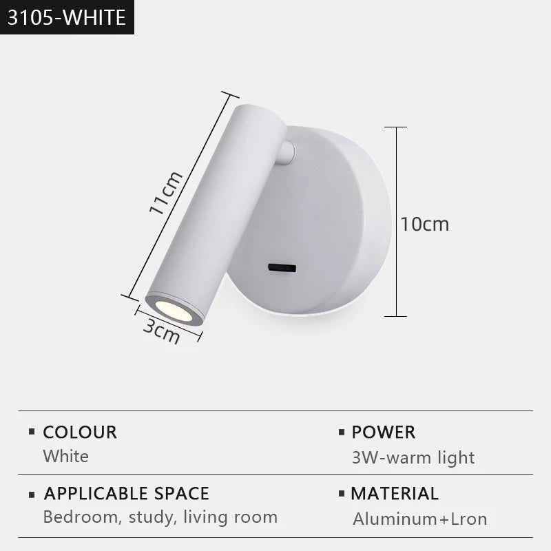 appliques murales led modernes réglables chambre salon entrée luminaire minimaliste rotation inclinaison bras orientable
