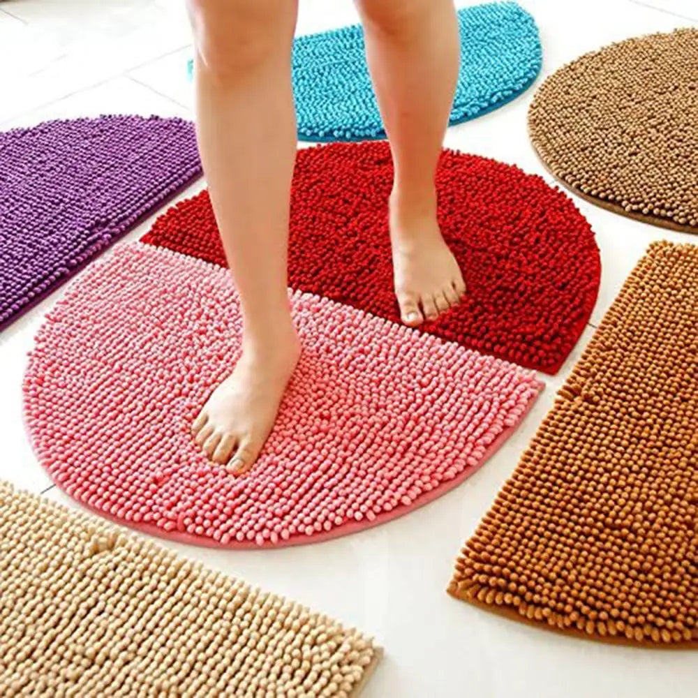 tapis bain demi circulaire chenille douce animaux compagnie salle bain moderne