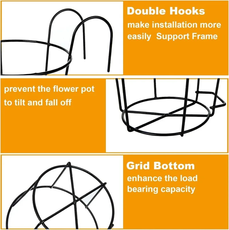 supports fleurs suspendus métal noir blanc moderne double crochet balcon clôture