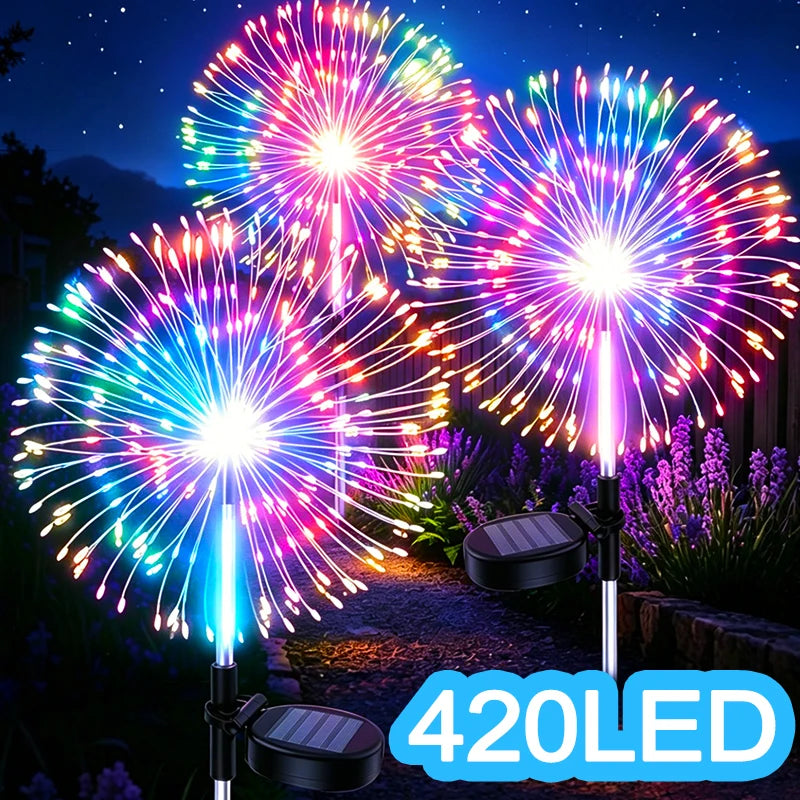 guirlande lumineuse solaire multicolore étoiles feu d'artifice décoration jardin extérieur cour patio terrasse moderne