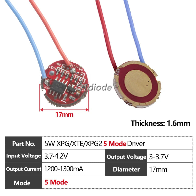 circuit intégré led 3w 5w 10w vert bleu noir 17mm 20mm 22mm 1mode 5modes