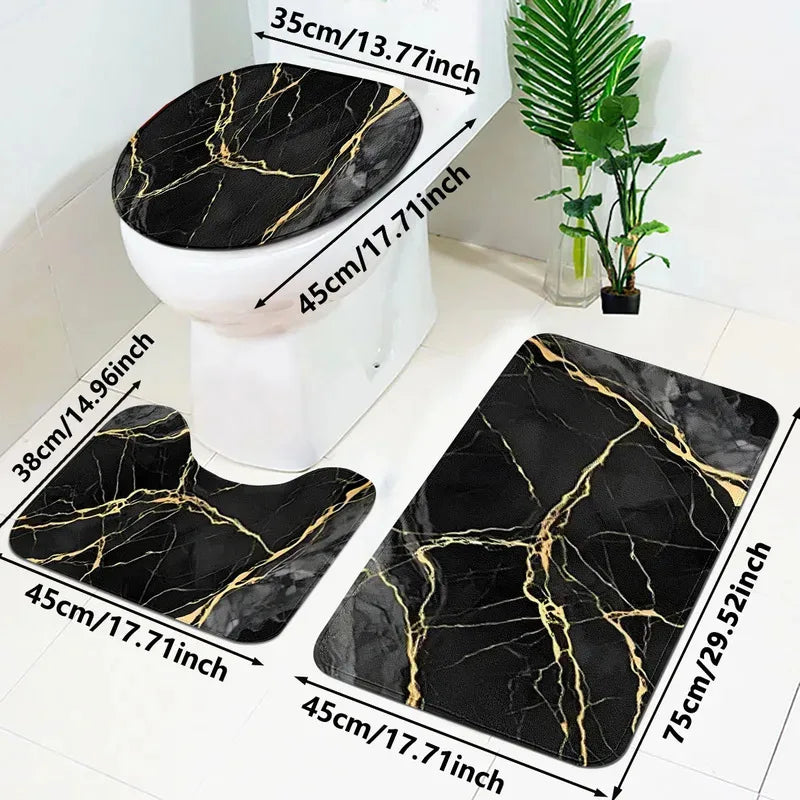tapis bain moderne pièces marbre noir veines dorées respectueux environnement pvc salon