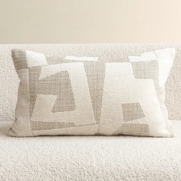 coussins décoratifs modernes motif géométrique beige gris noir rouge polyester