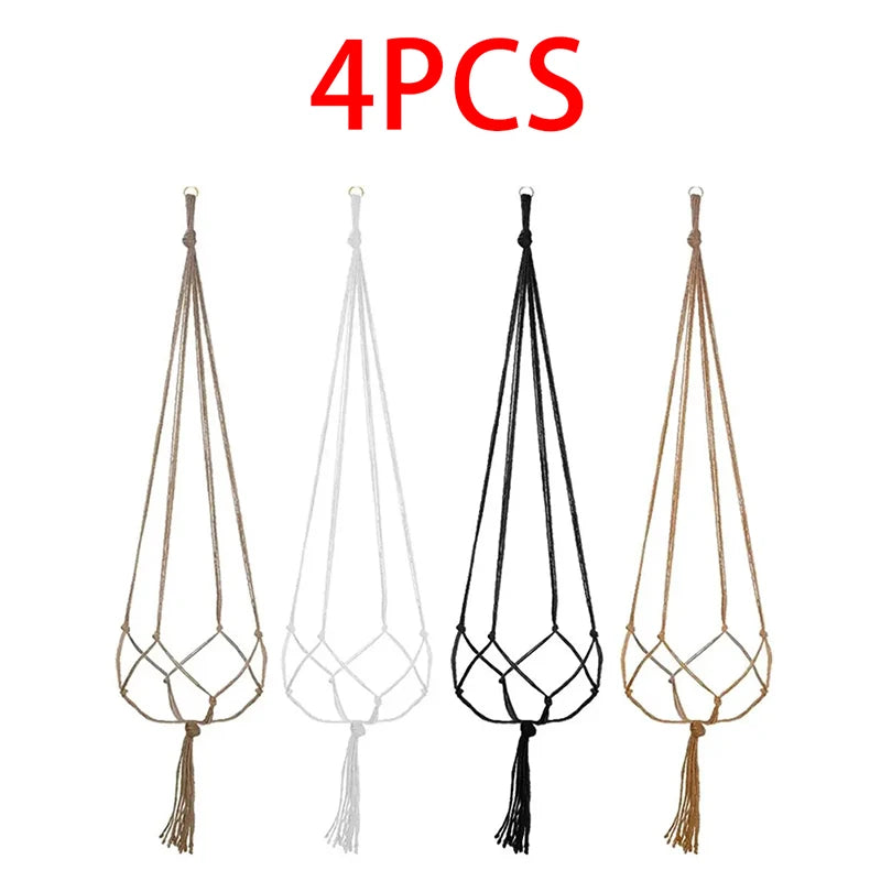 sacs fleurs suspendus macramé boho noir blanc anneaux métalliques rustique