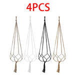 support plante suspendue macramé boho fibre végétale beige blanc noir artisanal