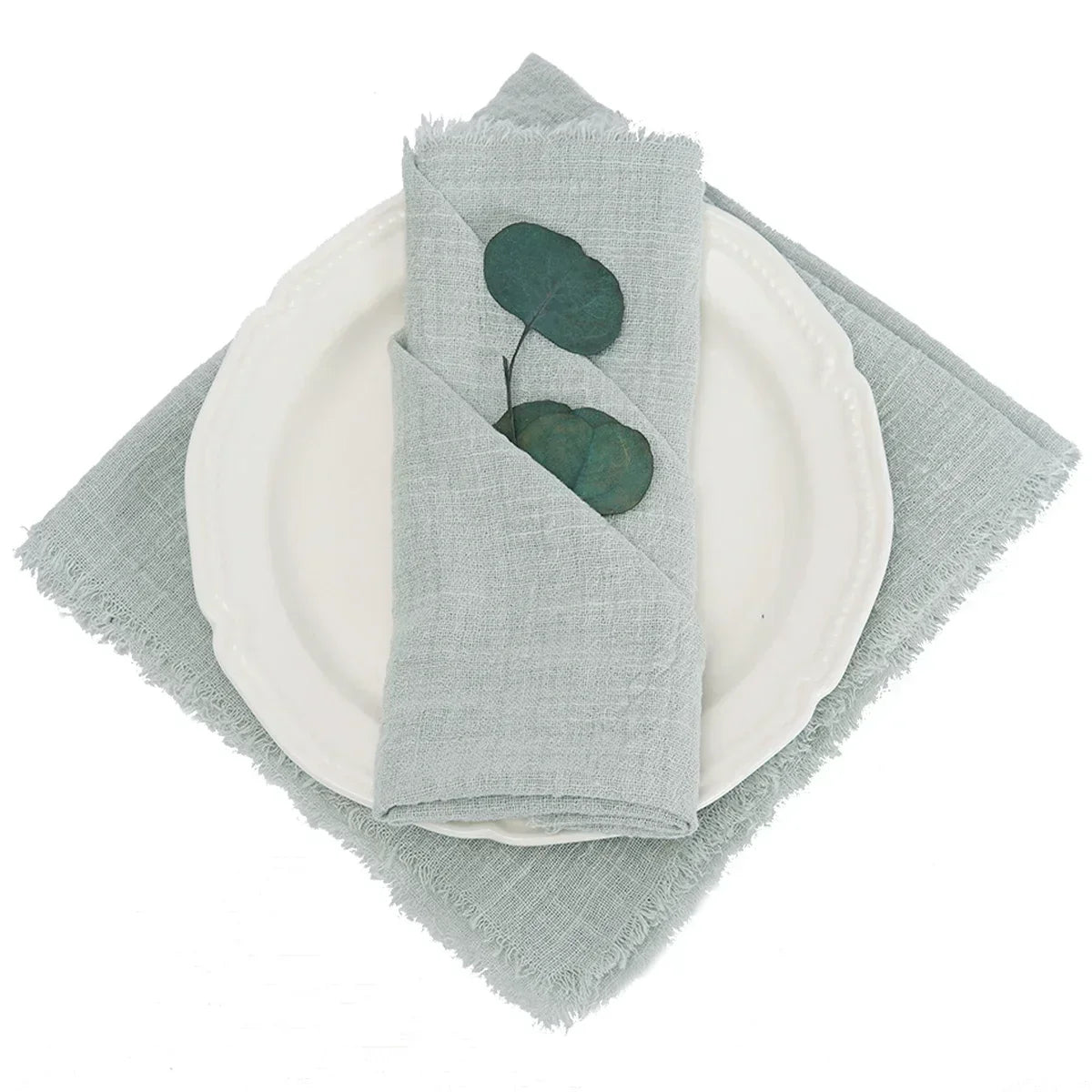 lot serviettes table coton rose franges ruban décorations mariage fête table rustique moderne