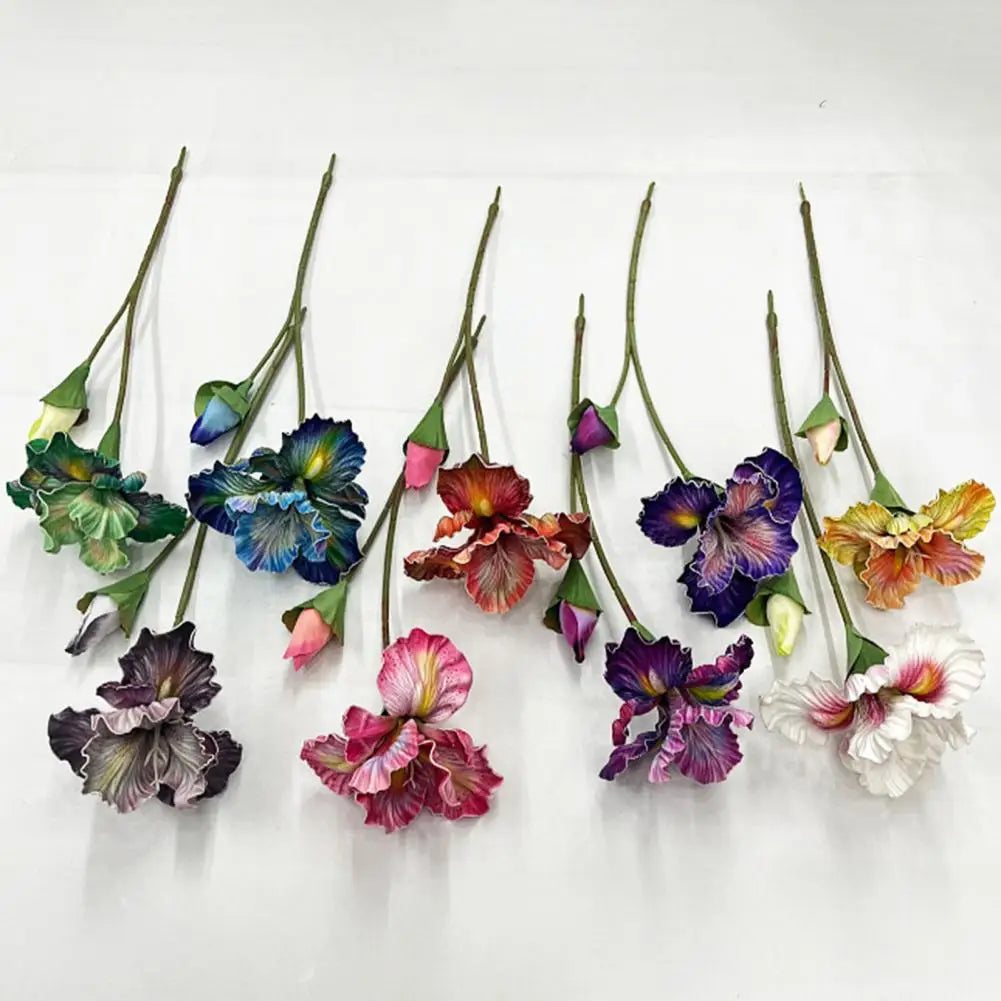 bouquet fleurs artificielles iris réalistes décoration intérieure mariage fête rose blanc violet bleu jaune