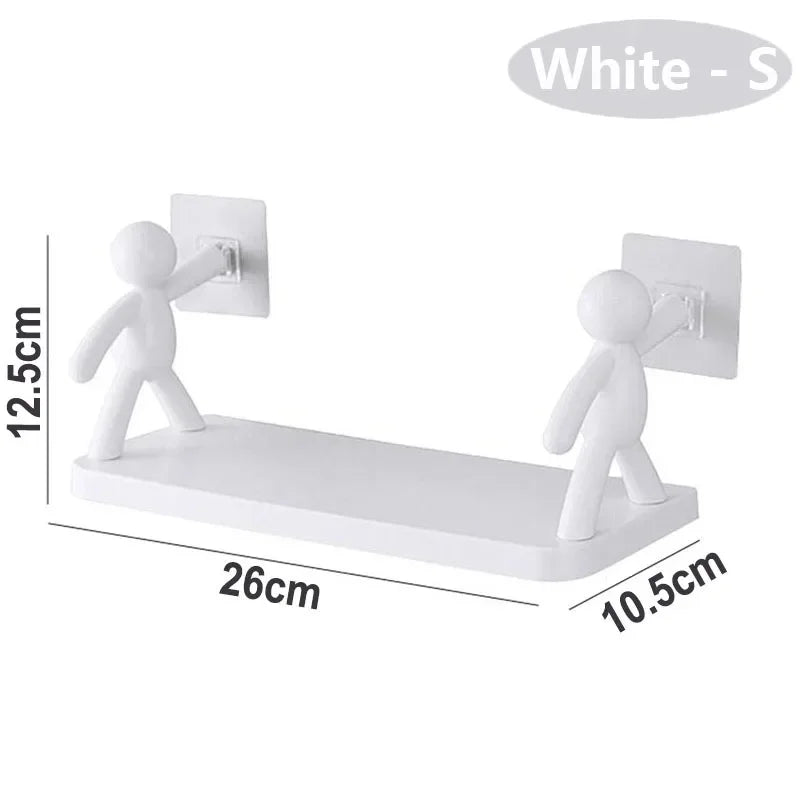 étagère murale adhésive blanche moderne étagère simple lisse produits toilette serviette boule bain papier
